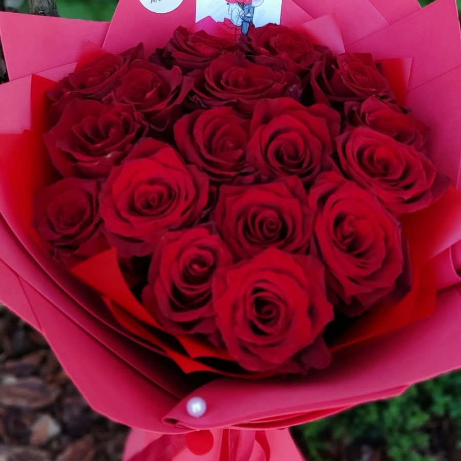Букет из 15 красных роз - фото 4